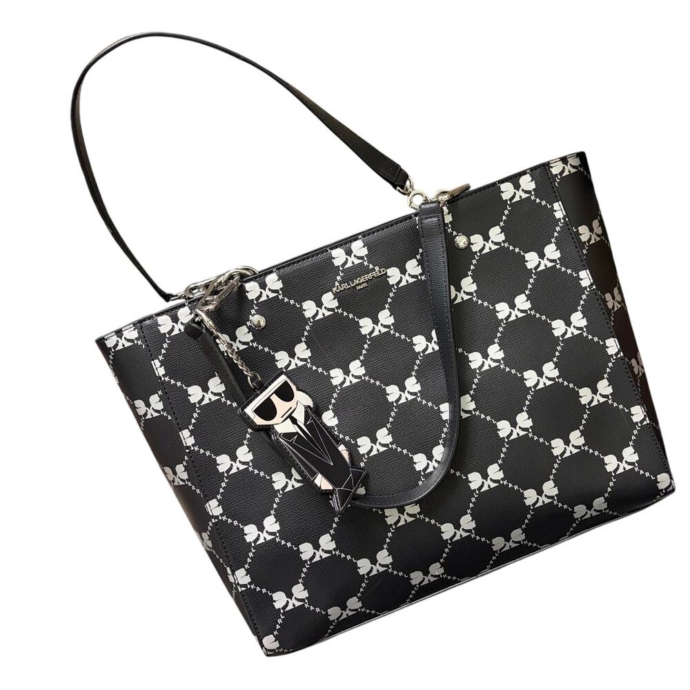Karl Lagerfeld Paris Adele Monogram Print Tote with Charm